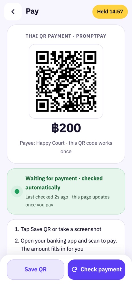 QR payment screen